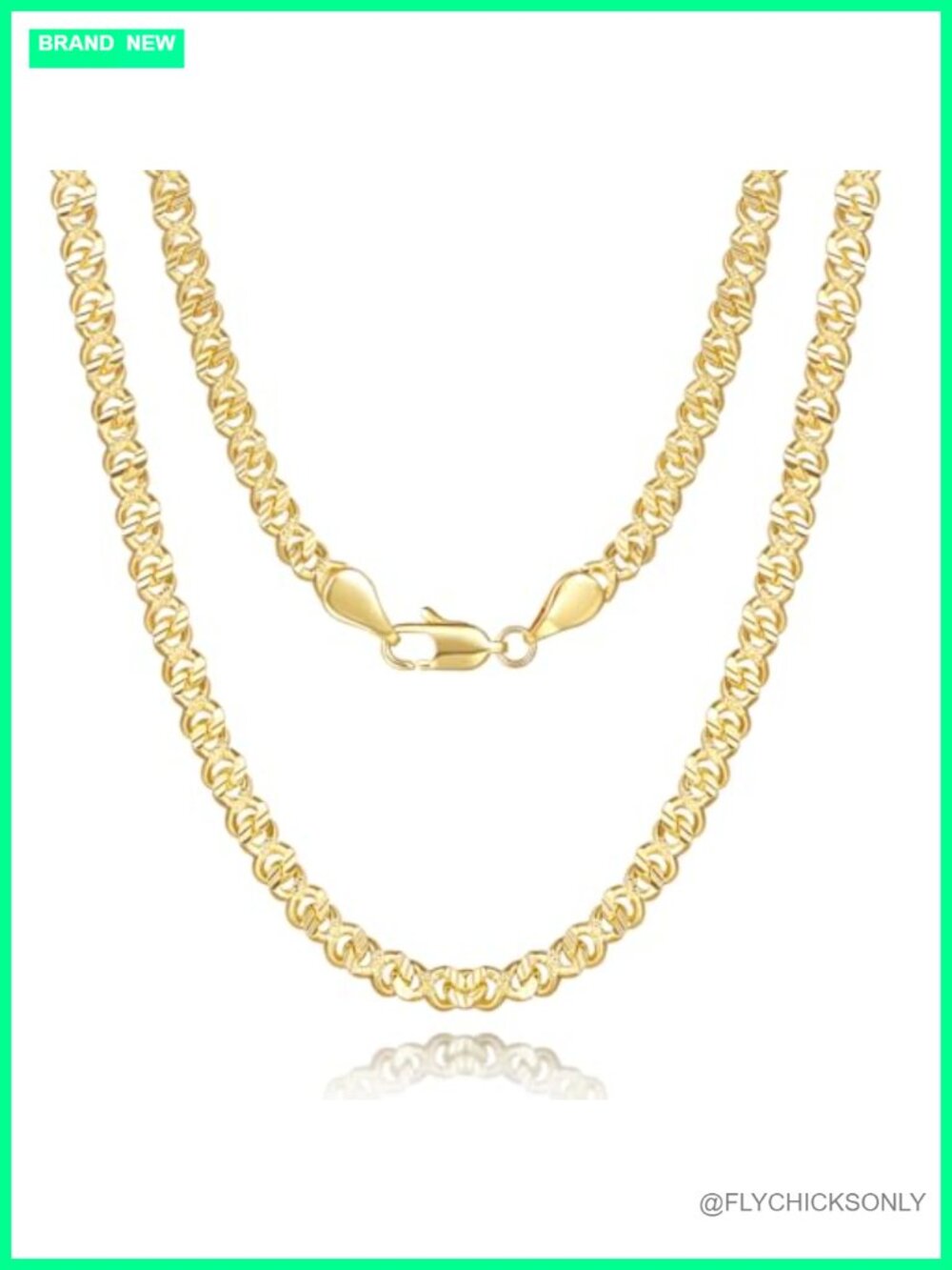 14K Gold Plated Cuban Link Chain Necklace 18in Polished Lobster Clasp